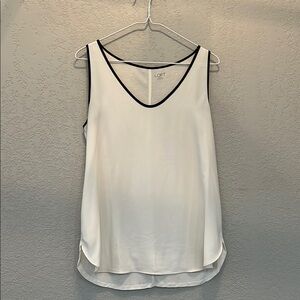LOFT White Cream Tank Top with Black Trim